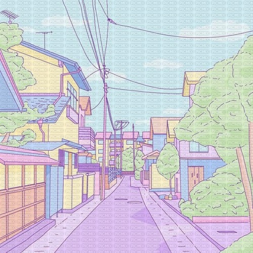 anime city background pastel - Free PNG