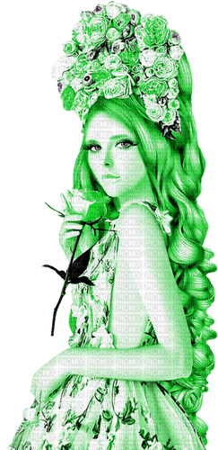 Woman.Roses.Green - 免费PNG