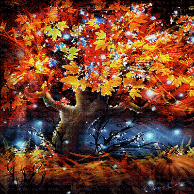 kikkapink autumn background magic gif - Darmowy animowany GIF