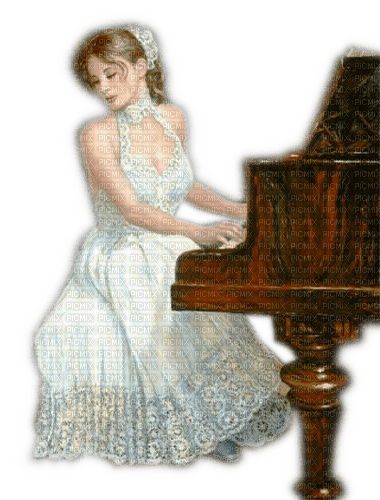 Rena Pianistin Vintage Klavier Woman Girl - png ฟรี