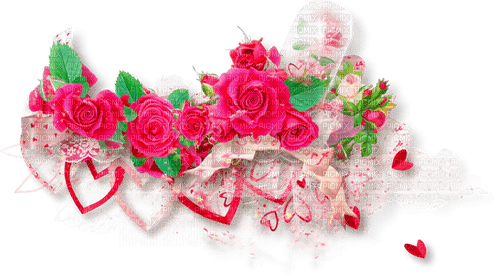 Cluster.Hearts.Roses.White.Pink.Red - PNG gratuit