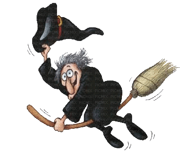 czarownica na miotle - Animovaný GIF zadarmo