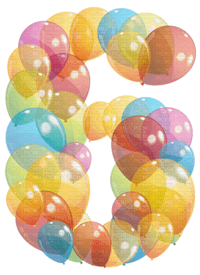 Kaz_Creations Numbers Number 6 Balloons - zdarma png