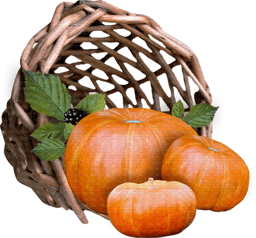 Autumn.Harvest.Pumpkins.Basket.Victoriabea - PNG gratuit