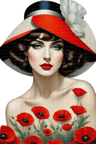loly33 femme coquelicot - 免费PNG