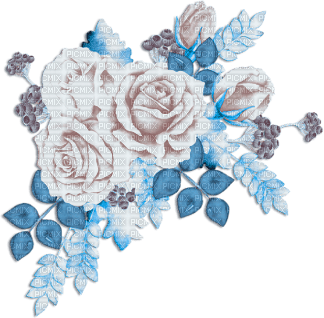 soave deco flowers rose vintage branch  blue brown - δωρεάν png