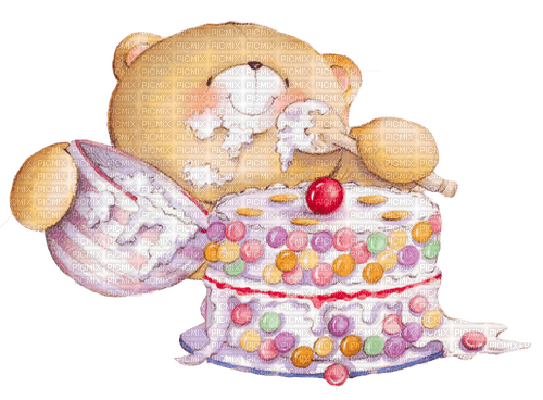dolceluna vintage bear deco cake birthday - 無料png