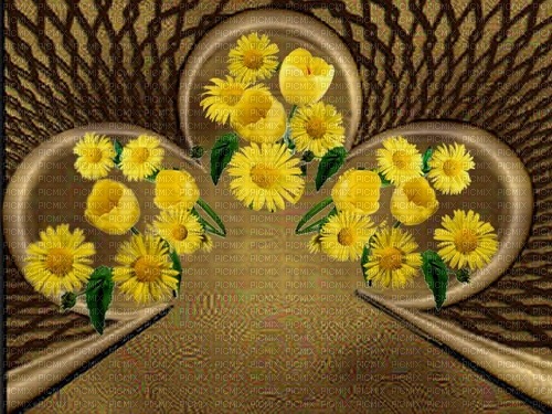 background   brown--- yellow flowers - ingyenes png
