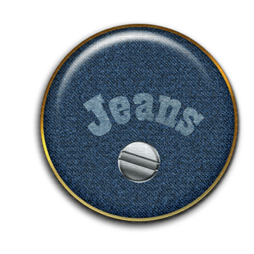 Jeans Button Blue Text Gold Silver - Bogusia - Free PNG