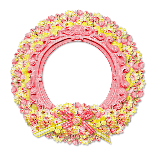 Circle.Frame.Flowers.Pink.Yellow - PNG gratuit