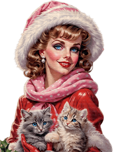 loly33 femme chat  noël - 無料png