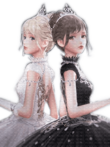 Rena Anime Princesses Prinzessinnen black white - PNG gratuit