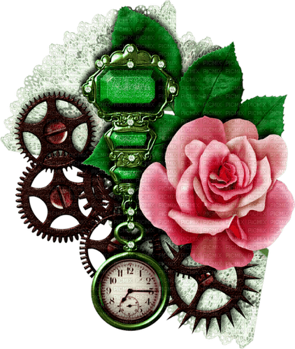 Steampunk.Deco.Green.Pink - Free PNG