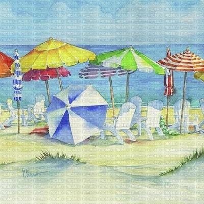 watercolor summer scene - png ฟรี