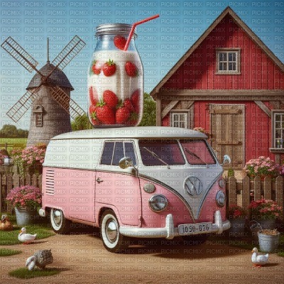 Strawberry Milkshake Van - png gratuito