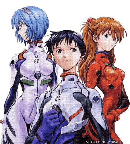 Rei, Shinji and Asuka - PNG gratuit