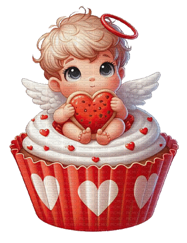 Valentine, angel, muffin, cookie, heart - 免费动画 GIF