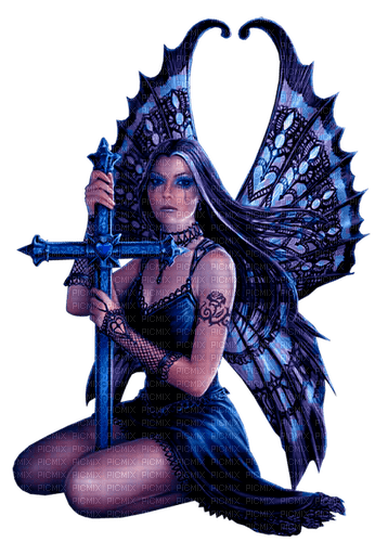 Fairy.Goth.Anne Stokes.Blue - zdarma png