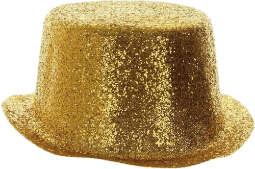 gold glitter top hat - PNG gratuit