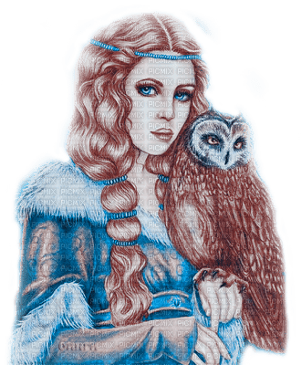 Y.A.M._Fantasy woman owl - gratis png