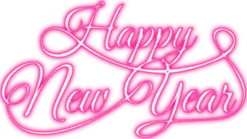 Happy New Year.Text.White.Pink - ilmainen png