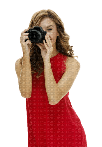 woman in red with camera sunshine3 - бесплатно png