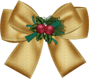 x-mas bow gold - 無料png