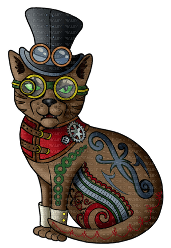 MMarcia steampunk cat gato chat - png gratis