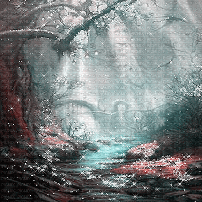 dolceluna fantasy forest pink blue - 免费动画 GIF