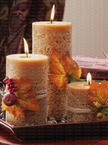 Drei Kerzen, Herbstdeko - PNG gratuit