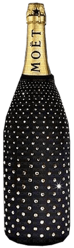 Champagne.Bottle.Black.Gold.Silver - darmowe png