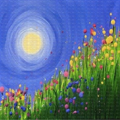 spring night background flowers moon - Free PNG