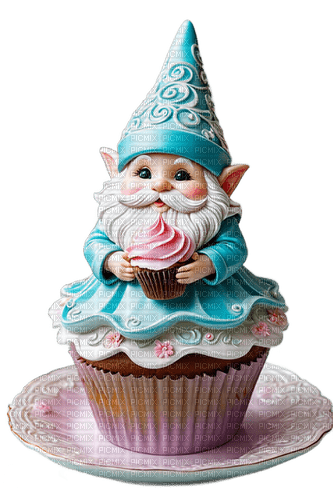 Gnom mit Cupcake - ücretsiz png