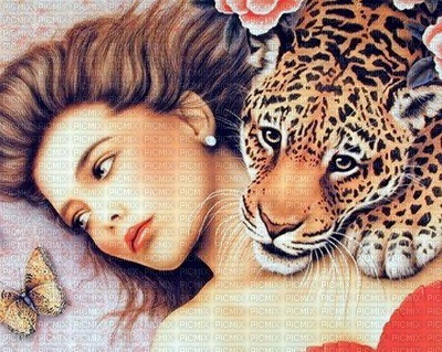 woman with leopard bp - 無料png