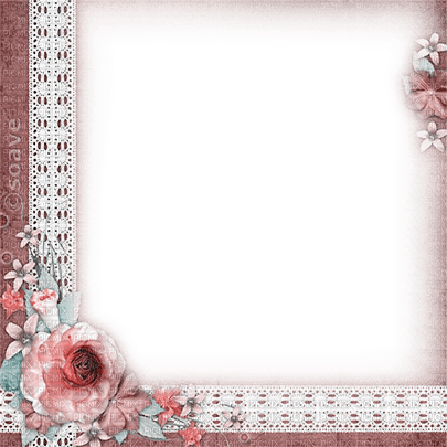 soave frame vintage lace flowers pink teal - ilmainen png