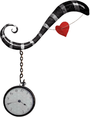 Time Clock Heart White Black Red - Bogusia - PNG gratuit