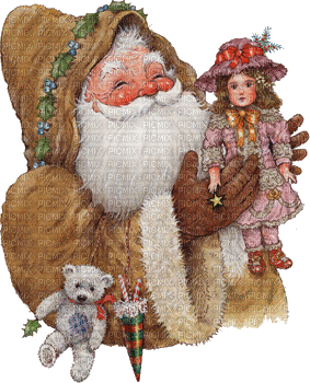 Weihnachtsmann, Puppe, Teddy, Vintage - 無料のアニメーション GIF