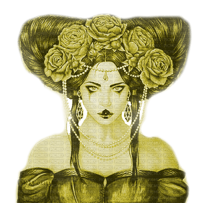 Y.A.M._Gothic Fantasy woman yellow - zdarma png