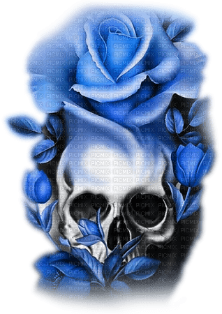 soave deco gothic skull flowers rose black white - безплатен png