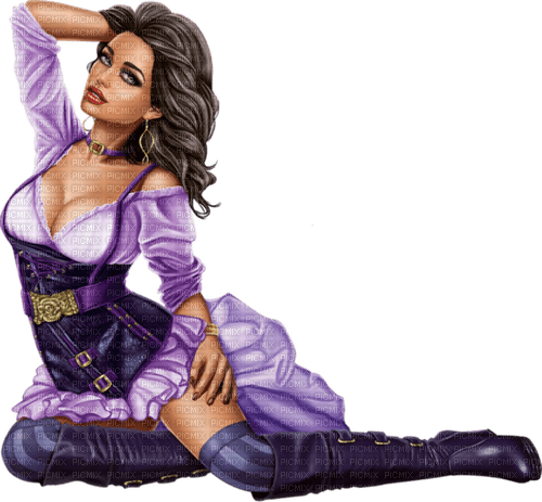 woman steampunk purple kikkapink - png grátis
