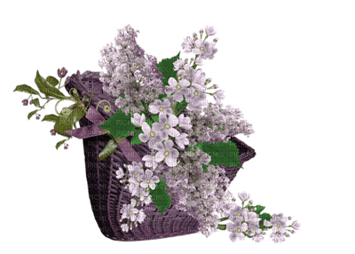 Panier osier et lilas - PNG gratuit