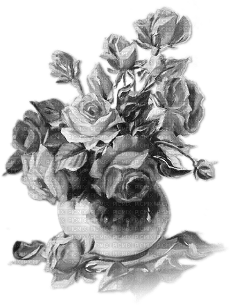 soave deco flowers vintage vase rose black white - png ฟรี