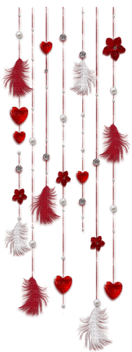 Deco.Red.plumes.Coeurs.Victoriabea - zdarma png