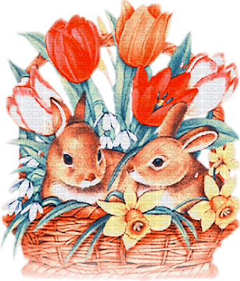 soave deco animals bunny spring blue orange - ücretsiz png
