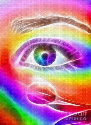 multicolore image encre effet néon oeil visage fractale abstrait edited by me - PNG gratuit