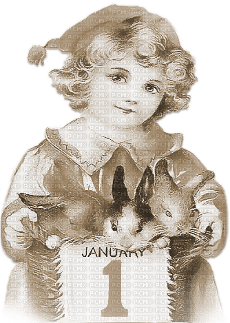 soave children vintage  girl new year text january - gratis png