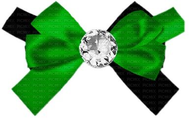 Bow.White.Green.Black - Free PNG