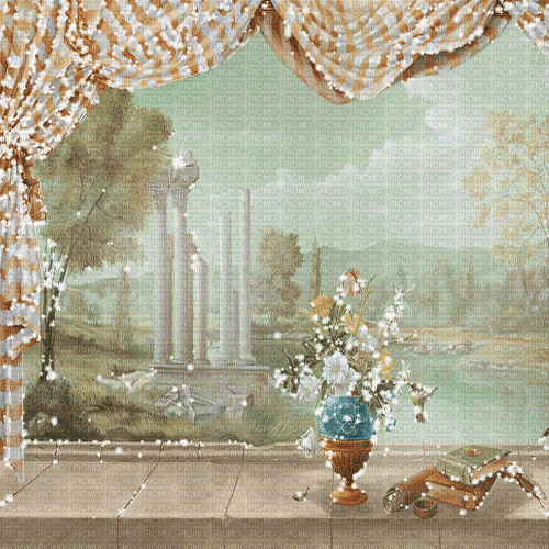 dolceluna background animated vintage vase flower - GIF animado grátis