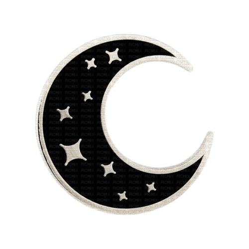 black and white moon and star patch - ilmainen png