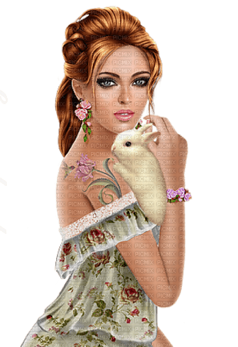 Woman with her rabbit. Easter. Summer. Leila - zadarmo png